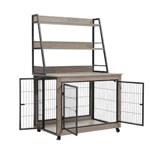 Aleko Dog Crate Furniture with Drawer for Medium/Large Pet 60 lb. Weight Capacity – Gray Size: 29.1 H x 52.2 W x 27.6 D DHF1L