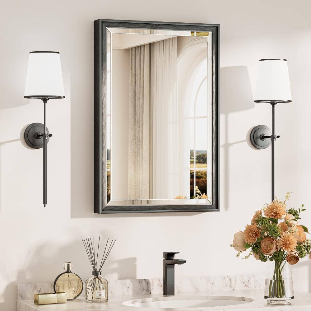 16 in. W x 24 in. H Framed Rectangular Black Mirrors for Bathroom Wall Beveled Mirror Bathroom Vanity Mirror price history on PriceWatchPro