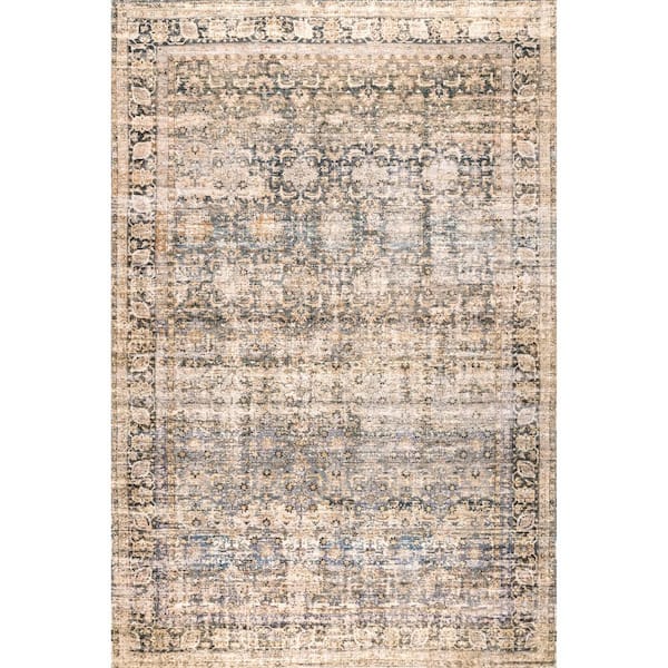 nuLOOM Ashleigh Hand Woven Vintage Distressed Flatweave Beige 8 ft. x 10 ft.  Traditional Area Rug