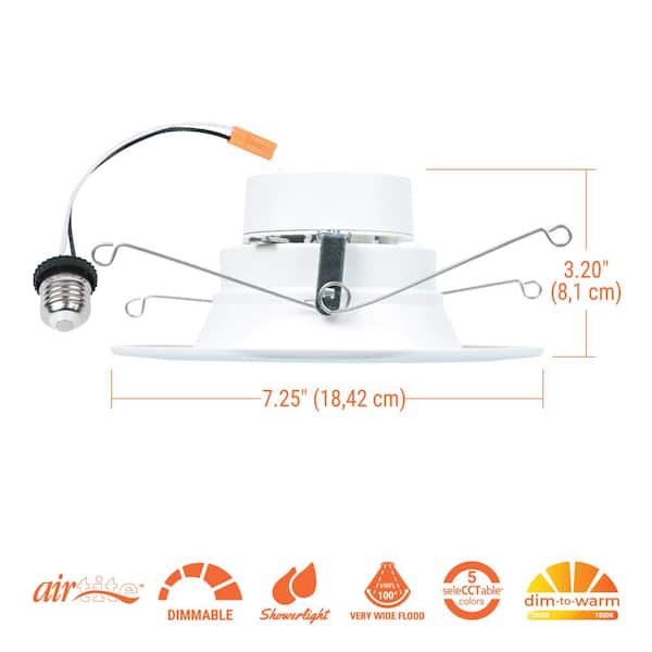 1-pack RL56 Series 5/6 in. recessed LED retrofit module, adjustable CCT Integrated LED Matte White, 600 Lumens