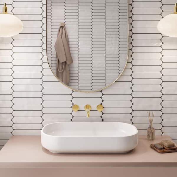 Take Home Tile Sample - Pastilla White 2 in. x 5 in. Subway Glossy Porcelain Wall Tile