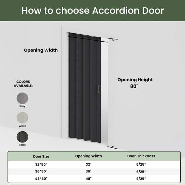 SOCBAZZAR 36 in. x 80 in. Black Finished PVC Interior Folding