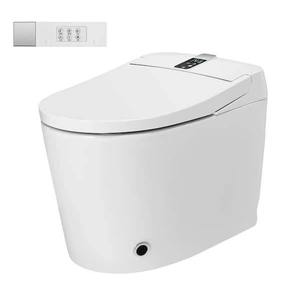 Elongated Bidet Toilet 1.28 GPF Smart Bidet Toilet in White with Auto Open/Close, Foot Sensor, Heating, Digital Display
