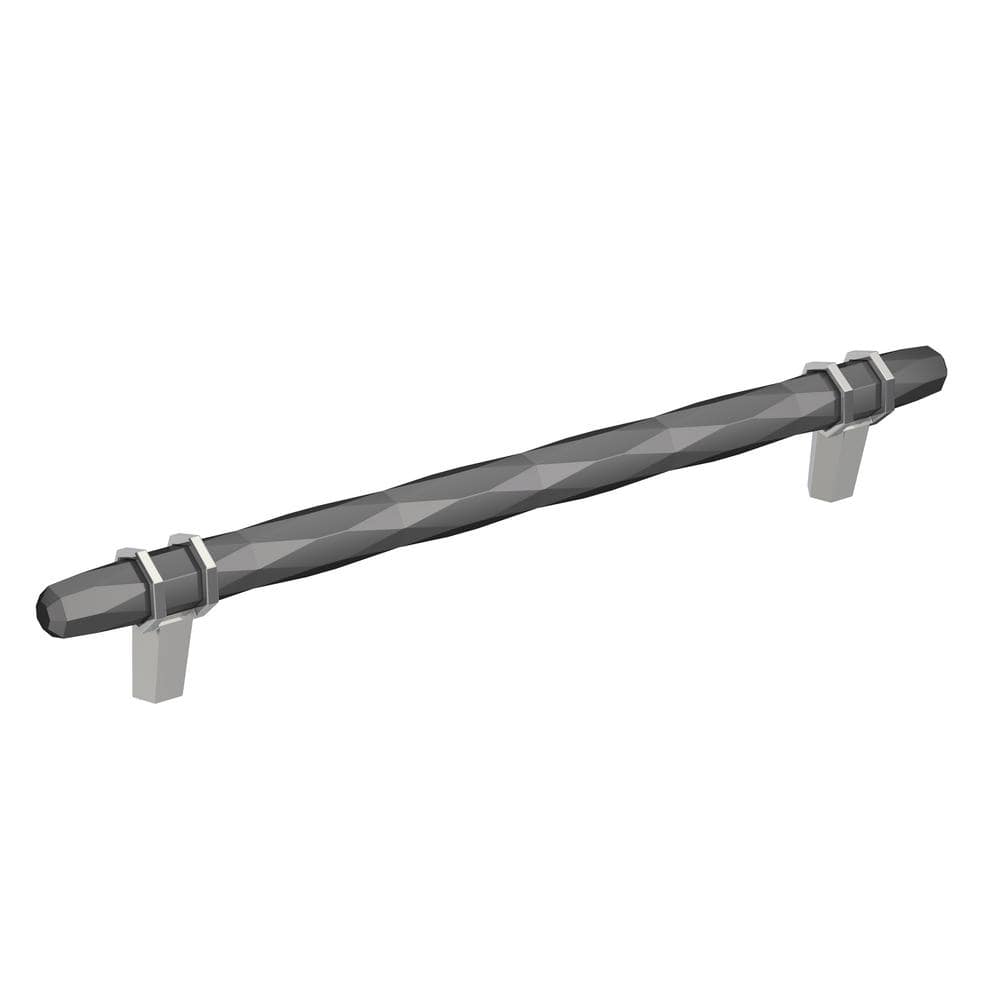 London 8 in. (203mm) Modern Black Chrome/Polished Chrome Bar Cabinet Pull