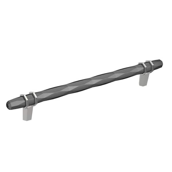 Amerock London 8 in. (203mm) Modern Black Chrome/Polished Chrome Bar Cabinet Pull