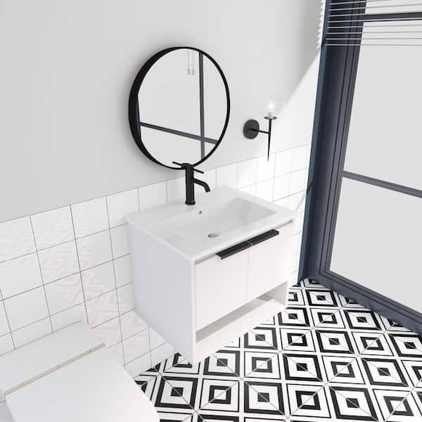 bathroom vanities > New Arrivals > 24 in. Single Sink  Foldable Vanity Cabinet in White with White Ceramic Top