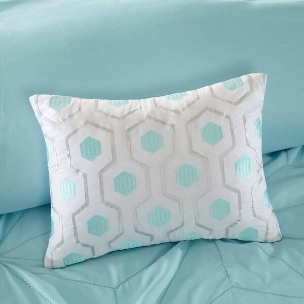 Intelligent Design Toren Embroidered Comforter & Sheet Set Aqua Full