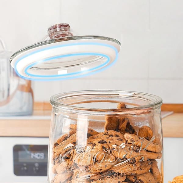 1 Piece 1 gal. Clear Glass Cookie Jar, Large Glass Jar with Airtight Lid, Glass Food Storage Container for Cookies