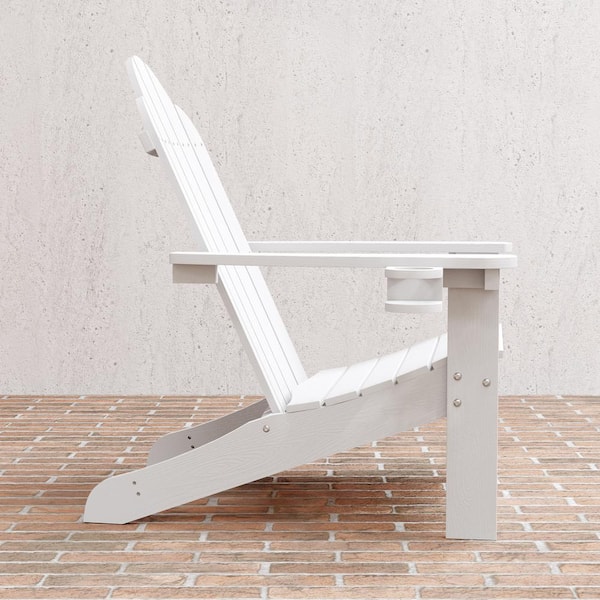 Recycled White HDPS Folding Plastic Adirondack Chair Weather Resistant Patio Plastic Fire Pit Chairs (Set of 5)