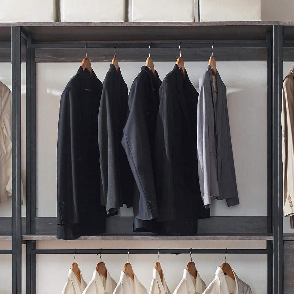Monica Black and Rustic Gray Wood Walk-In Closet System