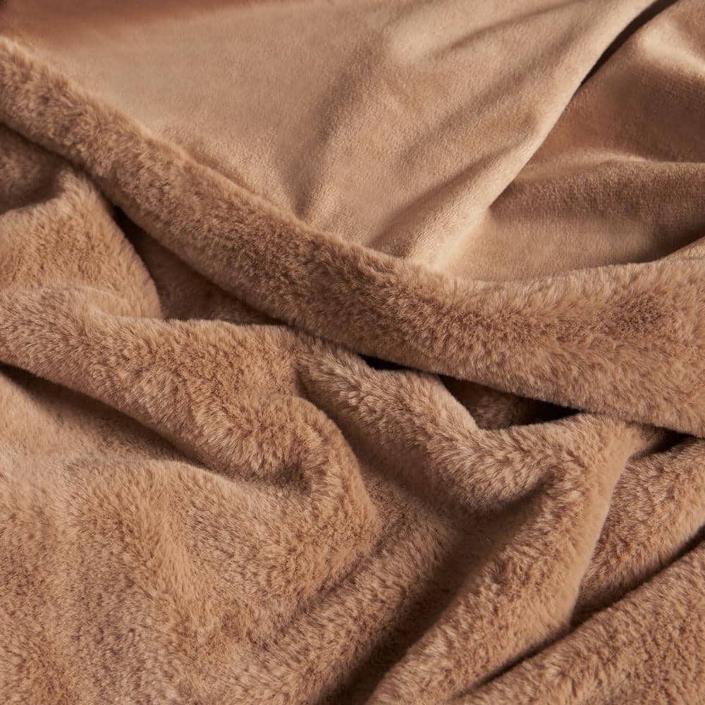 Brown 50" x 70" Reversible Faux Fur Throw Blanket