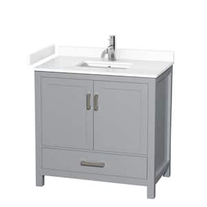 Sheffield 36 in. W x 22 in. D Single Bath Vanity in Gray with Cultured Marble Vanity Top in White with White Basin