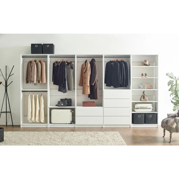 Klair Living Prosper 32 in. W White Tower Unit Five-Shelves Wood