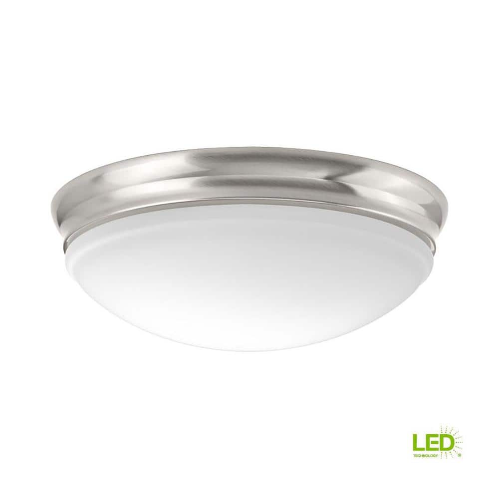 Brushed Nickel 13.5" Glass LED Globe Flush Mount