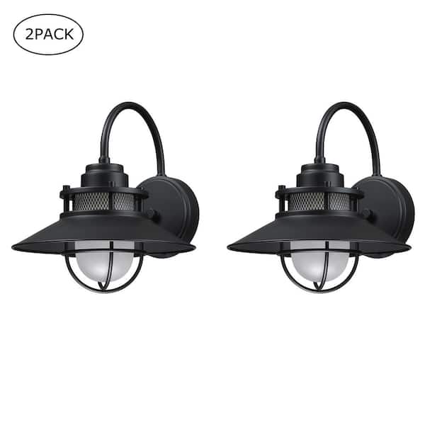 Hukoro ORA 11-in 1-Light Matte Black Outdoor Wall Light (2-Pack)