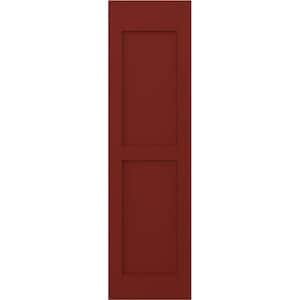 15 in. W x 60 in. H Americraft 2-Equal Flat Panel Exterior Real Wood Shutters Pair in Pepper Red