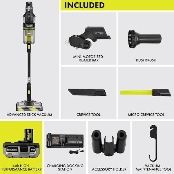 ONE+ HP 18V Cordless Advanced WHISPER Series Stick Vacuum Kit with 4.0 Ah Battery and Charger