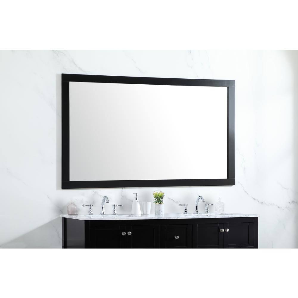Contemporary Black Wood Rectangular Bathroom Vanity Mirror