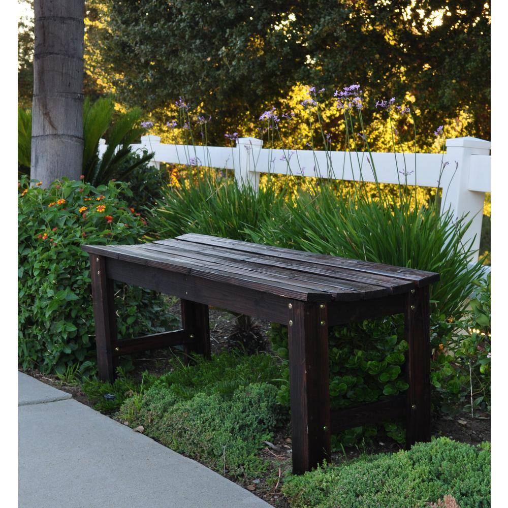 Burnt Brown Cedar 4ft Backless Outdoor Garden Bench