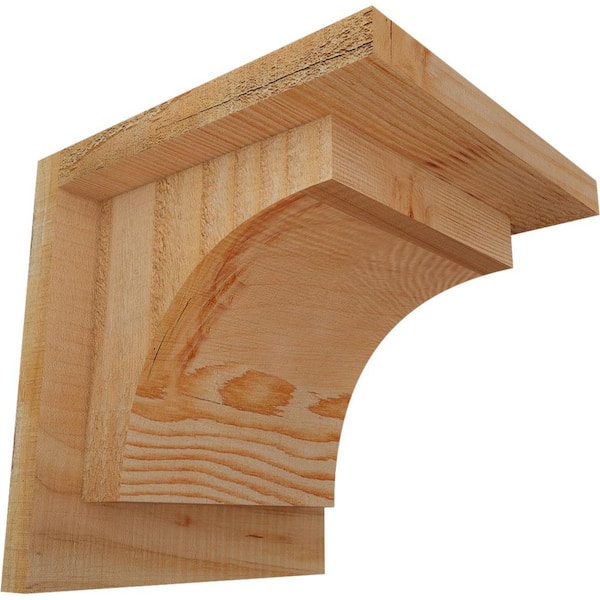 Ekena Millwork 8 in. x 8 in. x 8 in. Douglas Fir Huntington Rough Sawn Corbel with Backplate
