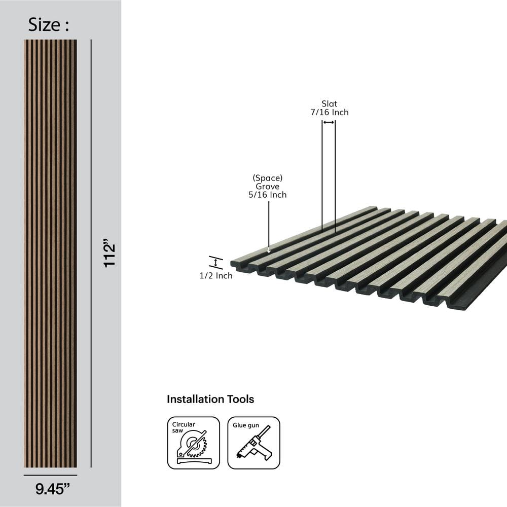 Ash 9.5" x 112" 3D Water Resistant Wood Wall Panels