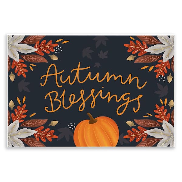 Stupell Industries Autumn Blessings Fall Leaves Pumpkin by Louise Allen Designs Unframed Graphic Typography Art Print 10 in. x 15 in.