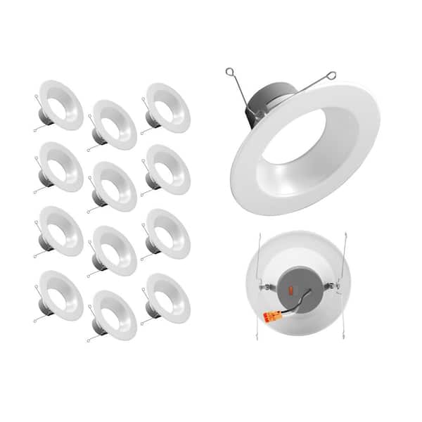 NICOR DLR Series 5-6 in. White Selectable CCT Integrated LED Recessed Retrofit Downlight Trim, Remodel, Dimmable, 12-Pack