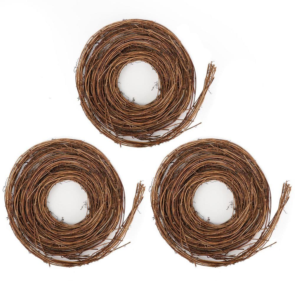 2.95 in. 3-Piece Brown Artificial Vine Natural Grapevine Twig