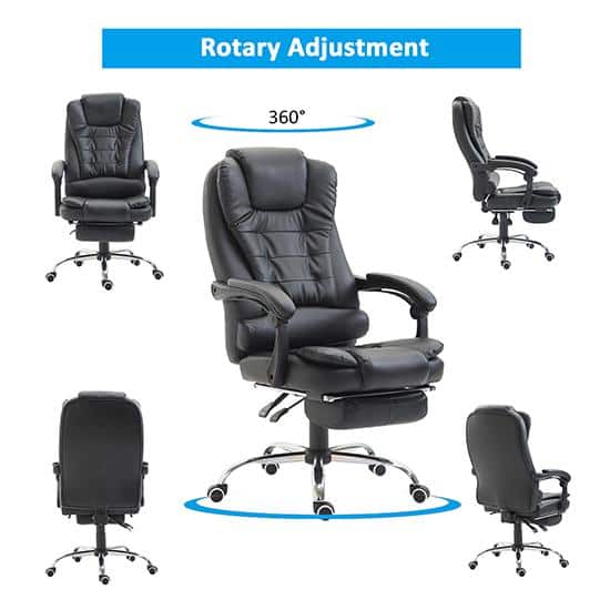 Black PU Leather High Back Ergonomic Executive Swivel Chair