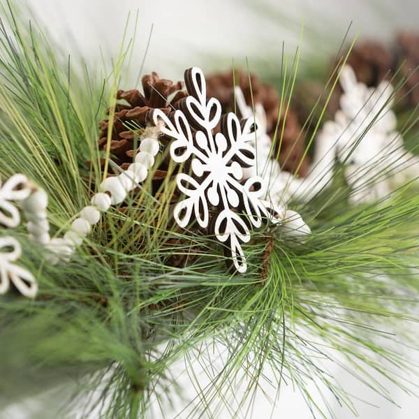 Wood Color Christmas Snowflake Ornaments Hanging Wooden Snow