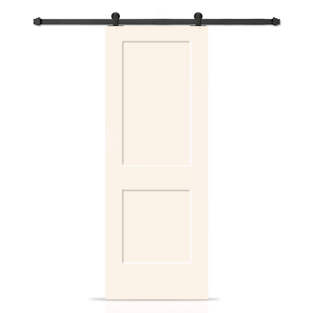 Beige Solid Core MDF Barn Door Kit with Matte Black Hardware
