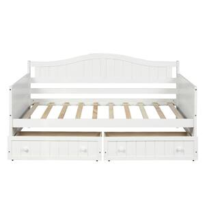 White Twin Wooden Daybed with 2-Drawers