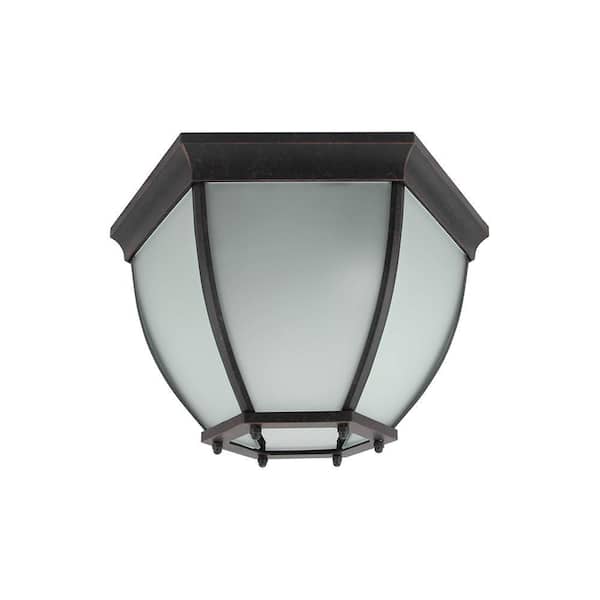 Unbranded Jocy 2-Lights Black Outdoor Flush Mount Light with white frosted glass