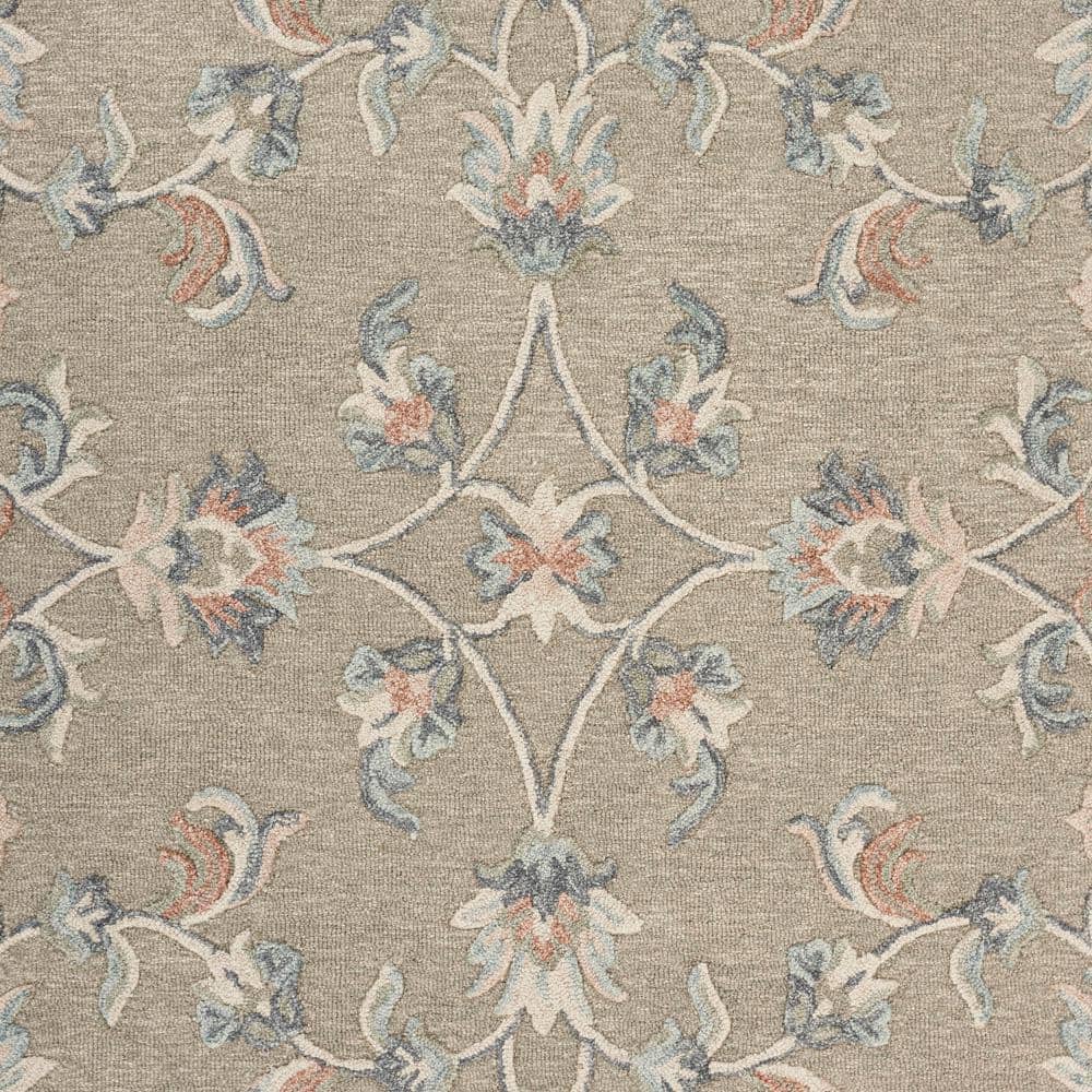 Victorian Mirroring Floral Bloom Hand-Tufted Wool Rug 5' x 7' Blue