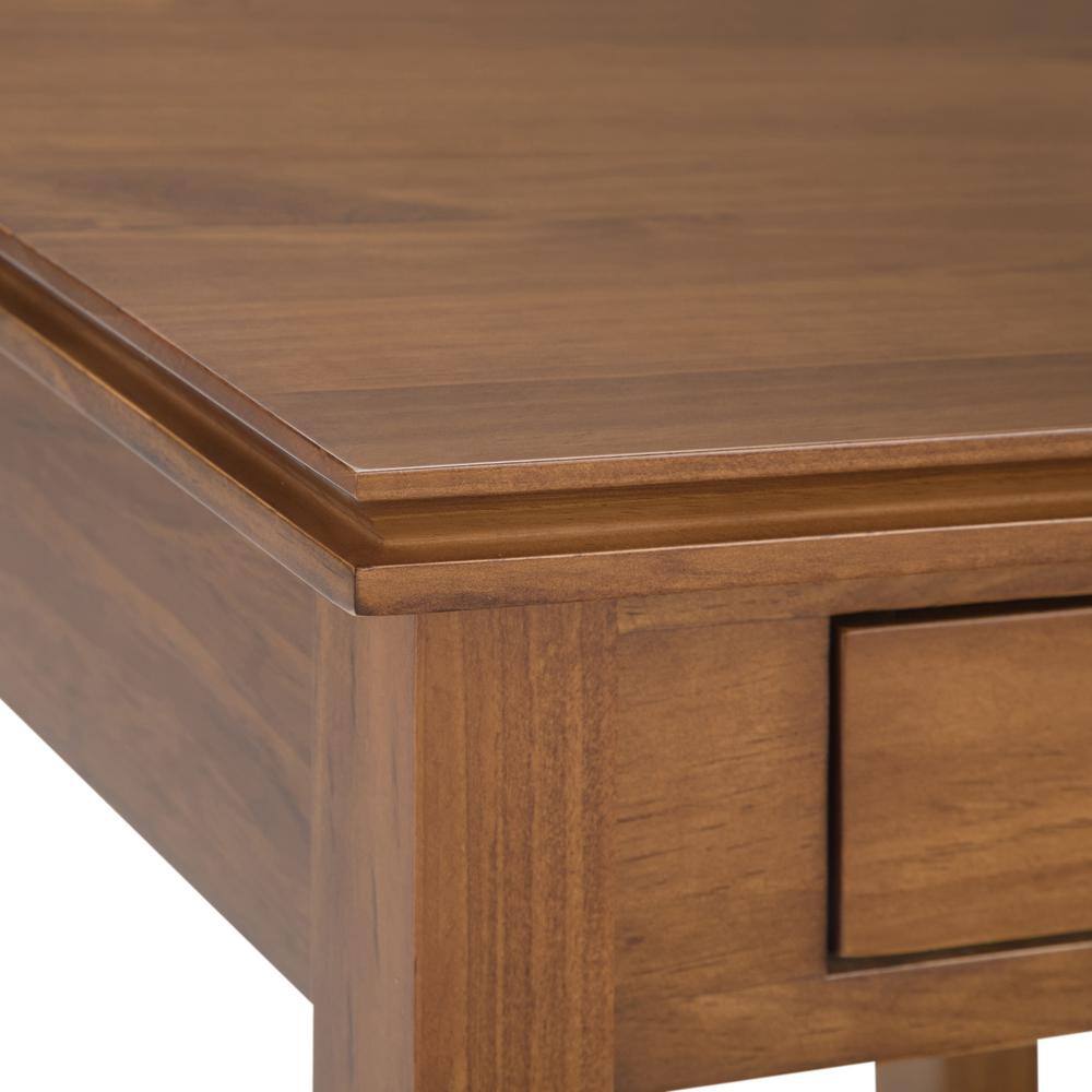 Honey Brown Solid Wood End Table with Storage Drawer
