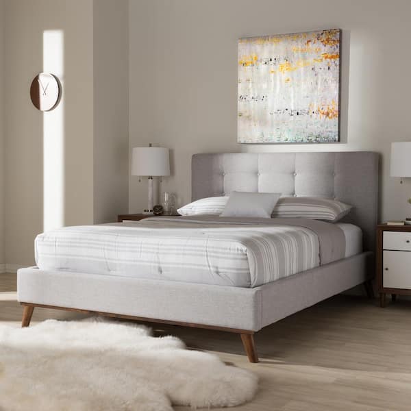 Baxton Studio Valencia Greyish Beige Queen Platform Bed 28862 7834