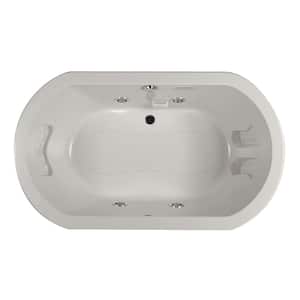 Anza 60 in. W. x 42 in. Oval Combination Bathtub with Center Drain in Oyster