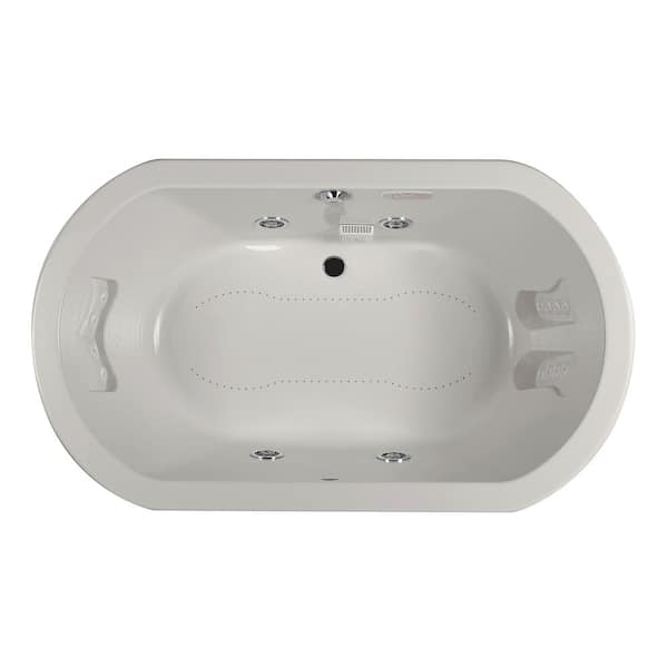 JACUZZI Anza 60 in. W. x 42 in. Oval Combination Bathtub with Center Drain in Oyster