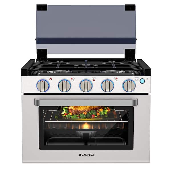 17 in. 1.27 cu. ft. RV Propane Range with 3-Burners and Convection Oven in Stainless Steel in Silver