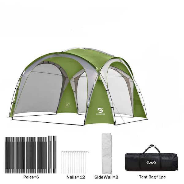 Zeus&Ruta 12 ft. x 12 ft. Pop Up Canopy UPF50plus Tent with Side Wall for Camping Trips, Backyard Fun, Party Or Picnics in Green