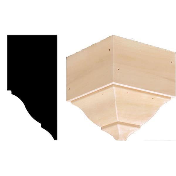 7-1/4 in. x 7-1/4 in. x 7-1/2 in. Hardwood Outside Corner Crown Block Moulding