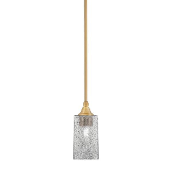 Unbranded Sparta 100-Watt 1-Light New Age Brass Shaded Pendant Light Mini Pendant with Smoke Bubble Glass and No Bulb Included