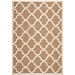 Courtyard Brown/Bone 5 ft. x 8 ft. Geometric Indoor/Outdoor Patio  Area Rug