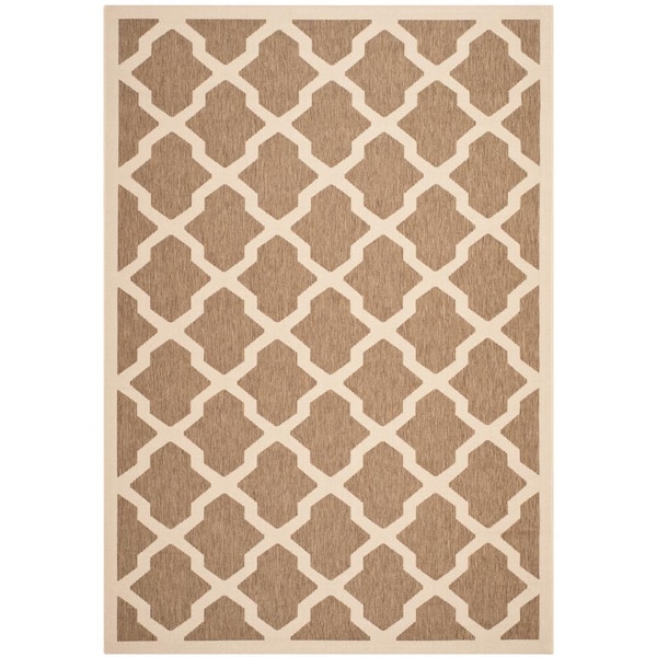 SAFAVIEH Courtyard Brown/Bone 5 ft. x 8 ft. Geometric Indoor/Outdoor Patio  Area Rug