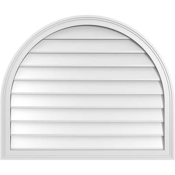 Ekena Millwork 36 in. x 30 in. Round Top White PVC Paintable Gable Louver Vent Non-Functional