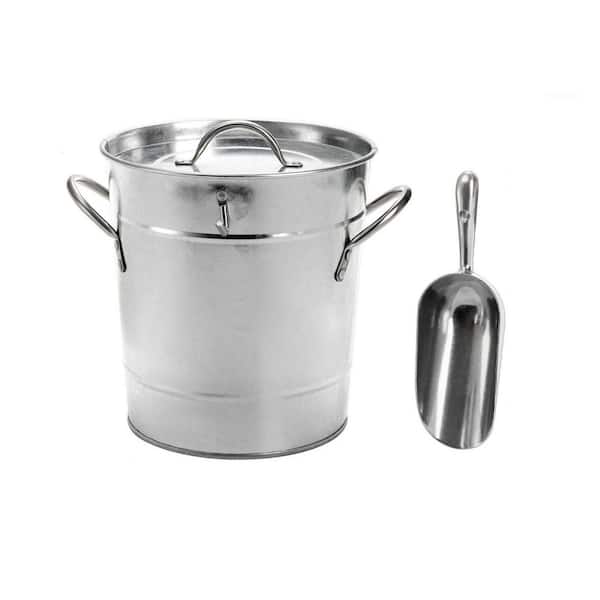 7.7 in. 4 qt. Ice Bucket with Carry Handles, Scoop & Lid, Double Walled Insulated Ice Bucket for Indoor and Outdoor Use