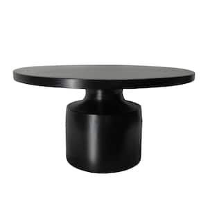 Zoe 30.5 in. Black Round Metal Coffee Table with Pedestal Base
