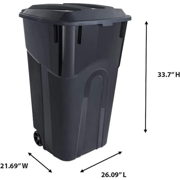Heavy Duty Trash Can with Lid Wheels Big Tall Waste 31 Gal