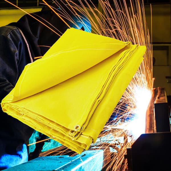 8 ft. x 10 ft. Emergency Fire Blanket Fiberglass Heat Resists 1022°F Welding Mat with Carry Bag, Gold