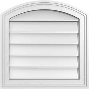 20" x 20" Arch Top Surface Mount PVC Gable Vent: Functional with Brickmould Frame